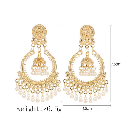 1 Pair Ethnic Style Classic Style Geometric Round Alloy Plastic Drop Earrings