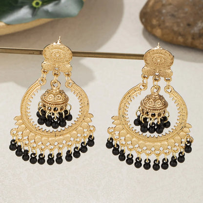 1 Pair Ethnic Style Classic Style Geometric Round Alloy Plastic Drop Earrings