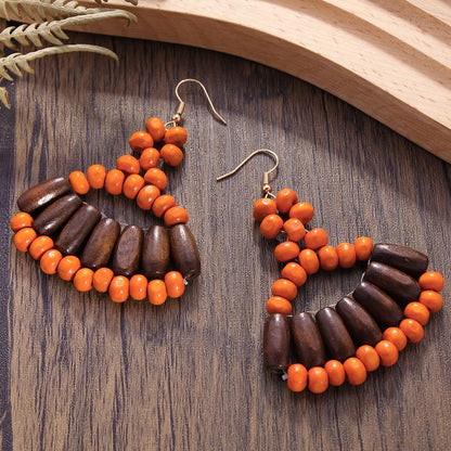 1 Pair Ethnic Style Color Block Handmade Wood Drop Earrings