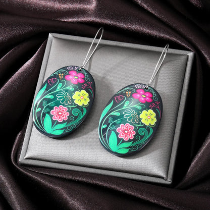 1 Pair Ethnic Style Flower Arylic Alloy Women'S Drop Earrings