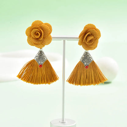 1 Pair Ethnic Style Flower Mixed Materials Drop Earrings