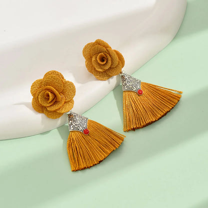 1 Pair Ethnic Style Flower Mixed Materials Drop Earrings