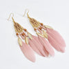 1 Pair Ethnic Style Flower Plating Alloy Feather Drop Earrings