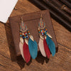 1 Pair Ethnic Style Flower Plating Alloy Feather Drop Earrings