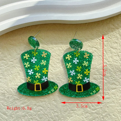 1 Pair Ethnic Style Four Leaf Clover Polishing Plating Arylic 14k Gold Plated Drop Earrings