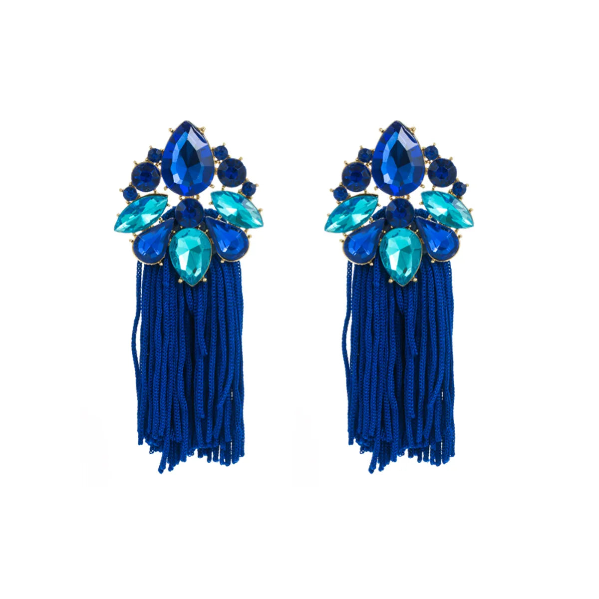 1 Pair Ethnic Style Geometric Alloy Inlay Rhinestones Glass Women's Drop Earrings