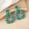 1 Pair Ethnic Style Geometric Beaded Inlay Felt Seed Bead Rhinestones Drop Earrings