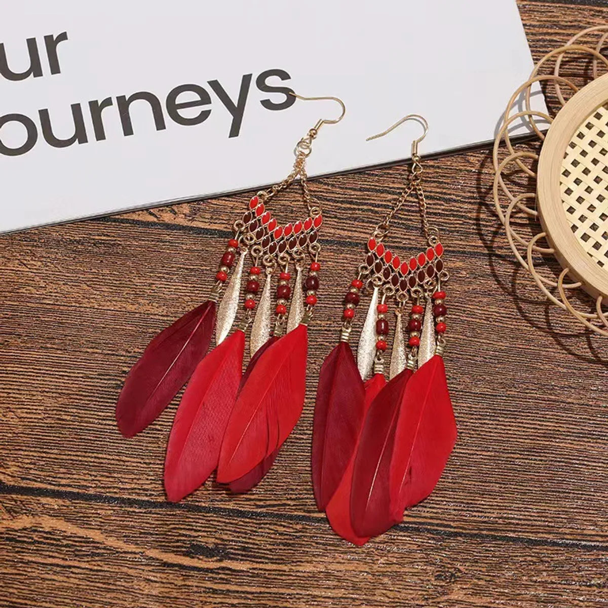 1 Pair Ethnic Style Geometric Leaf Alloy Drop Earrings