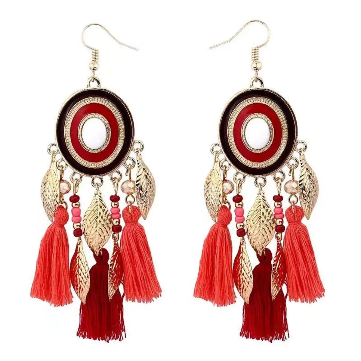 1 Pair Ethnic Style Geometric Leaf Alloy Drop Earrings