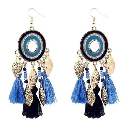 1 Pair Ethnic Style Geometric Leaf Alloy Drop Earrings