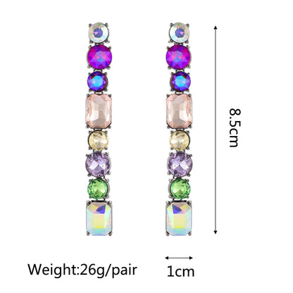 1 Pair Ethnic Style Geometric Metal Plating Inlay Artificial Gemstones Women's Drop Earrings