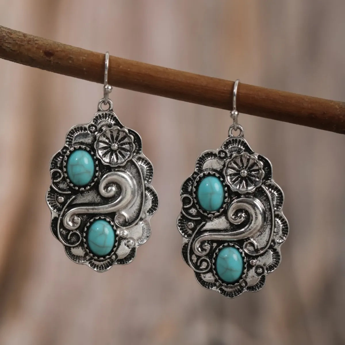 1 Pair Ethnic Style Geometric Plating Alloy Drop Earrings