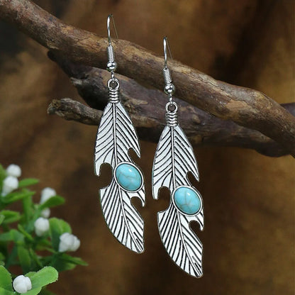 1 Pair Ethnic Style Geometric Plating Alloy Turquoise Drop Earrings