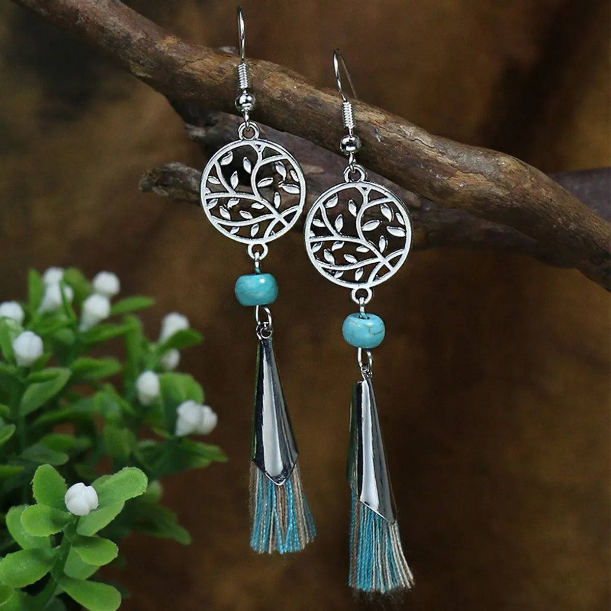 1 Pair Ethnic Style Geometric Plating Alloy Turquoise Drop Earrings