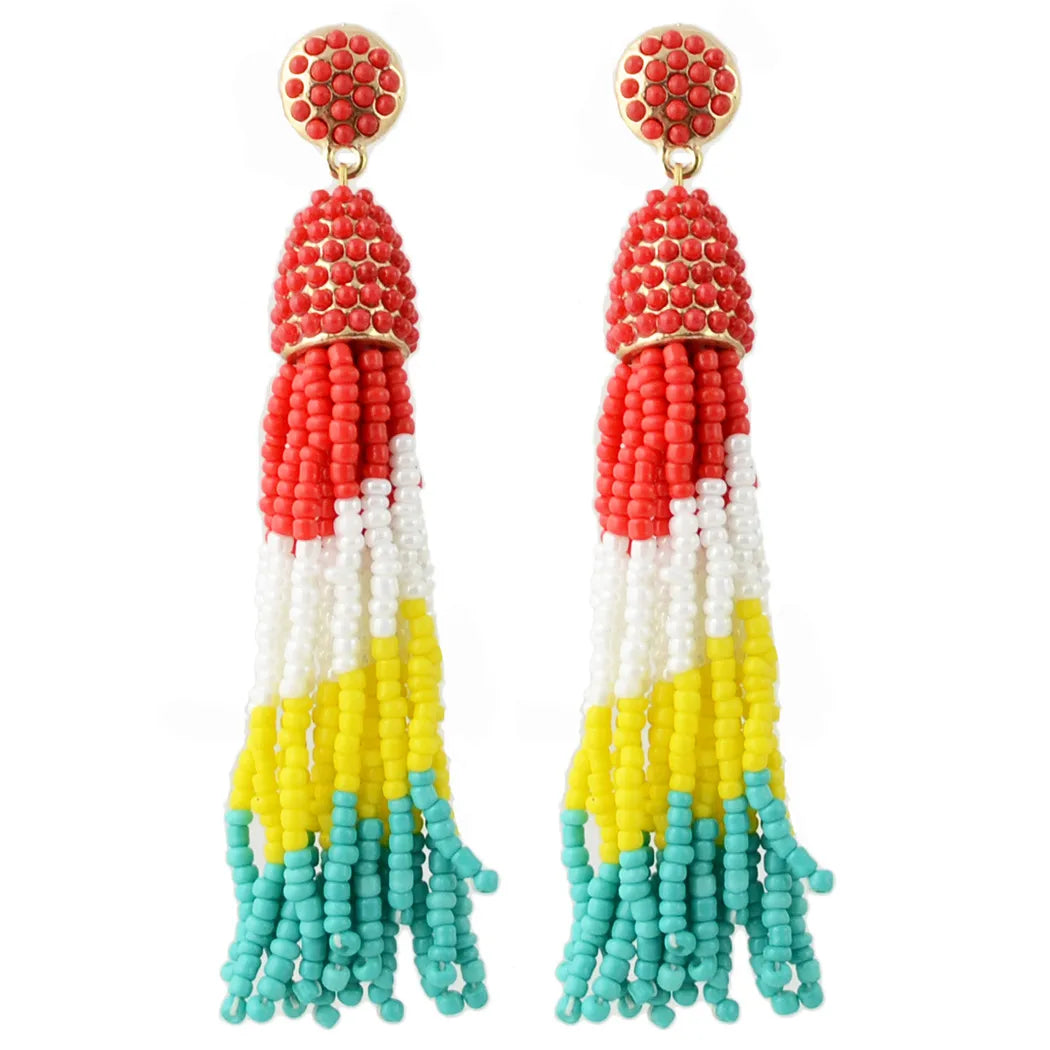 1 Pair Ethnic Style Geometric Tassel Plating Alloy Drop Earrings