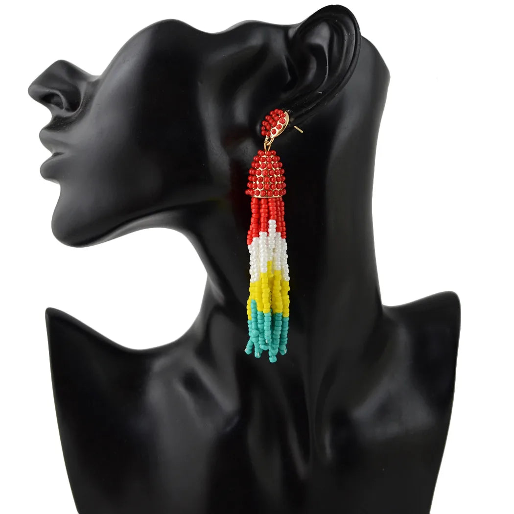 1 Pair Ethnic Style Geometric Tassel Plating Alloy Drop Earrings