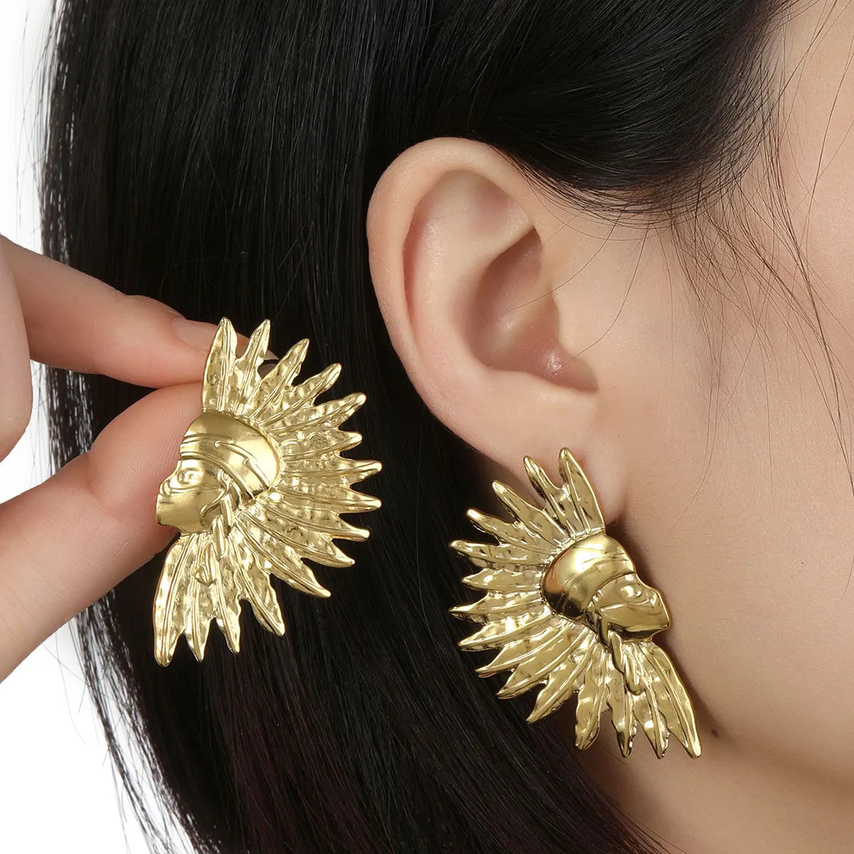 1 Pair Ethnic Style Indians Plating Titanium Steel 18k Gold Plated Ear Studs