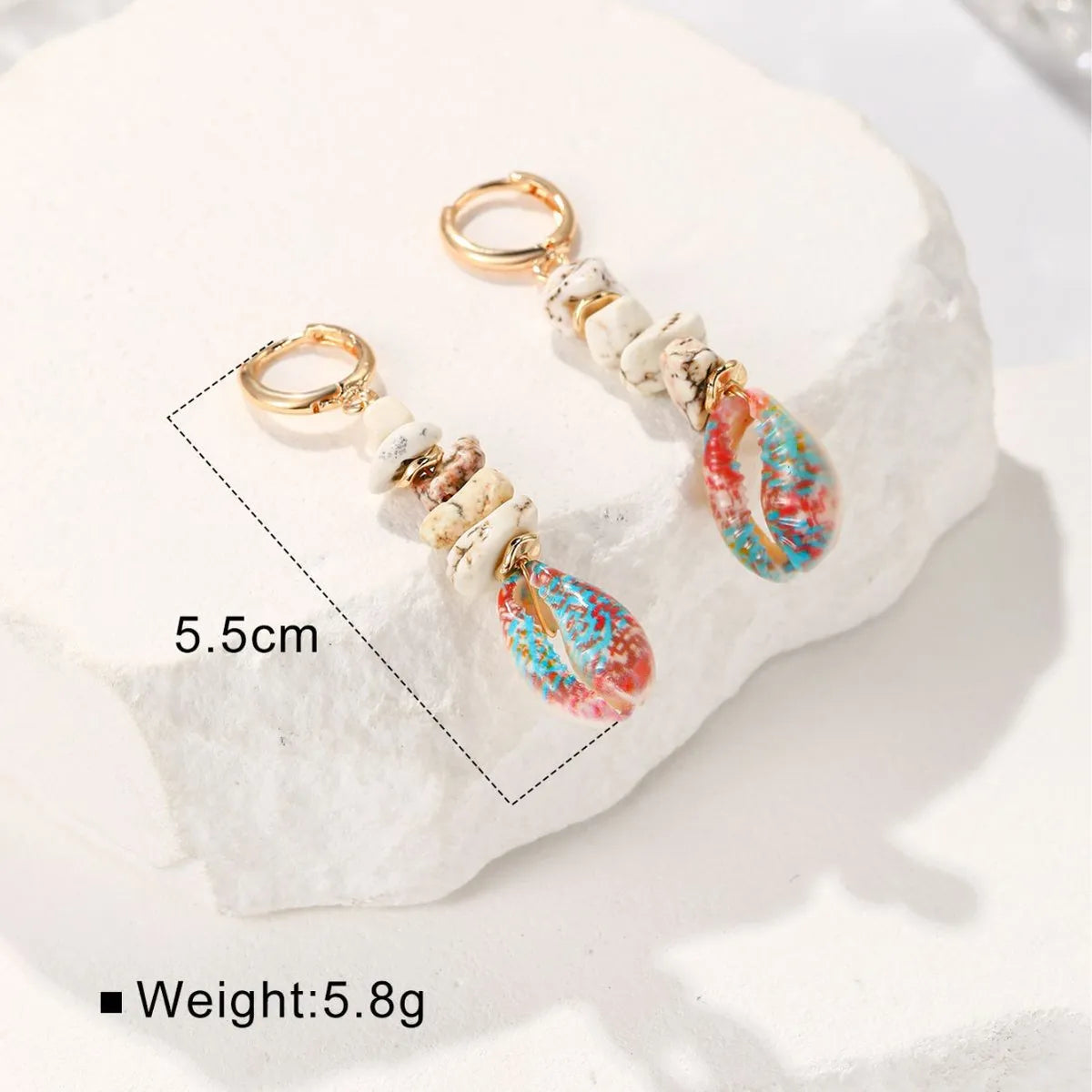 1 Pair Ethnic Style Irregular Beaded Plating Shell Drop Earrings