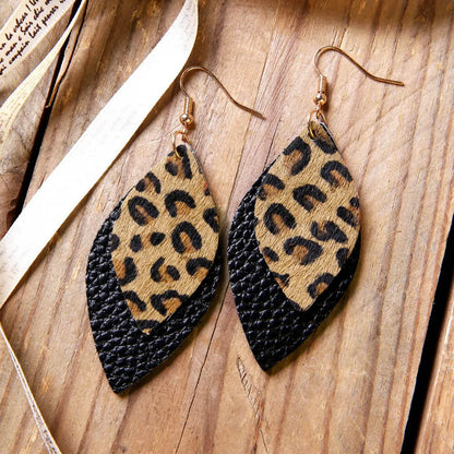 1 Pair Ethnic Style Leopard Pu Leather Drop Earrings