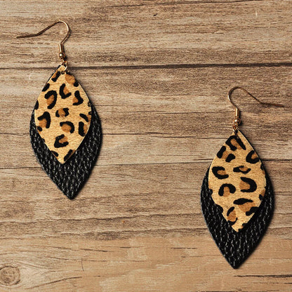 1 Pair Ethnic Style Leopard Pu Leather Drop Earrings