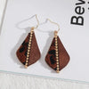 1 Pair Ethnic Style Leopard Pu Leather Wood Metal Patchwork Women'S Drop Earrings