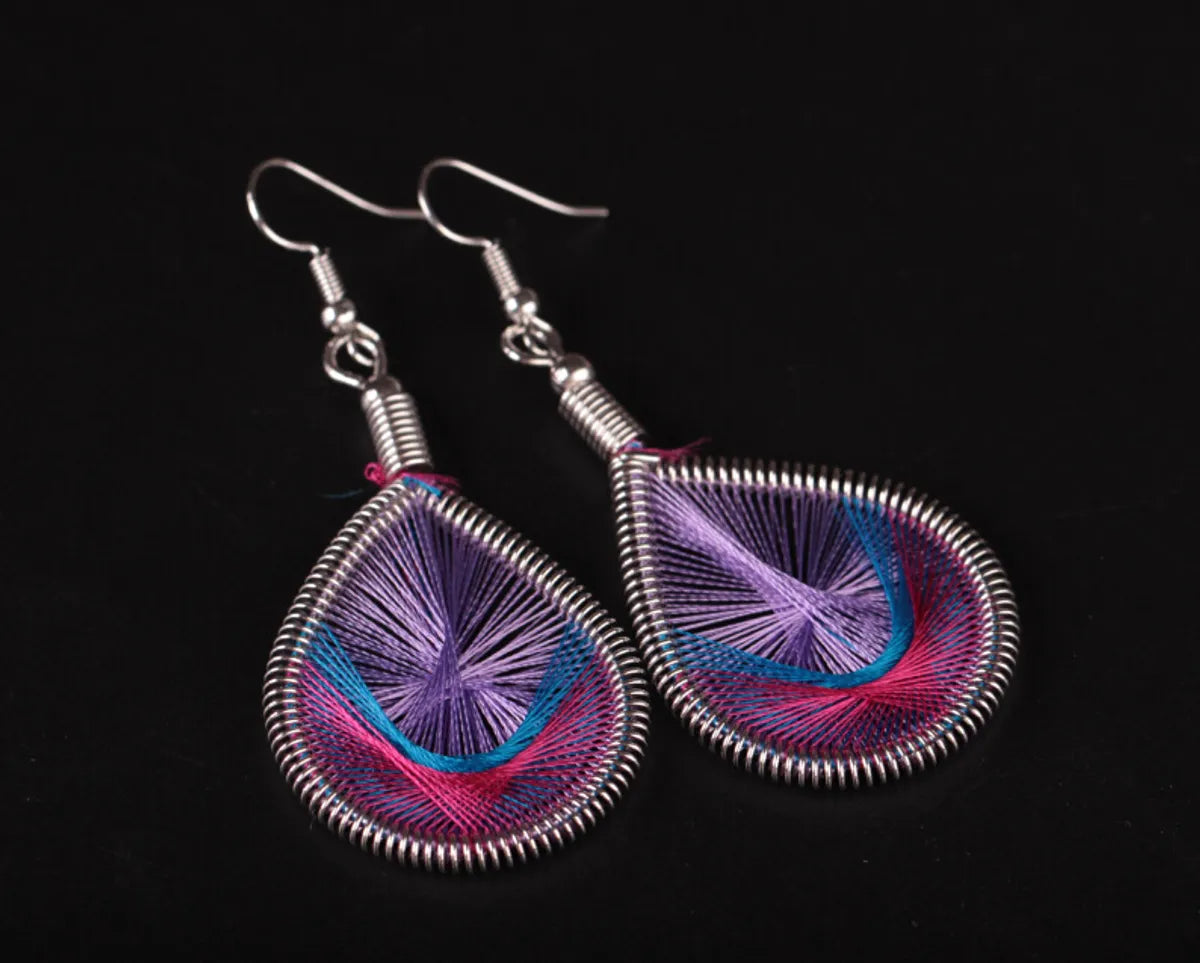 1 Pair Ethnic Style Oval Water Droplets Alloy Plating Women'S Drop Earrings