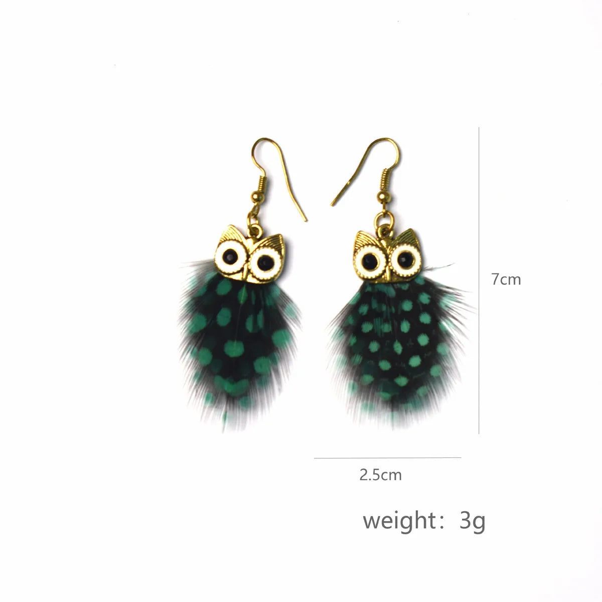 1 Pair Ethnic Style Owl Plating Alloy Feather Drop Earrings