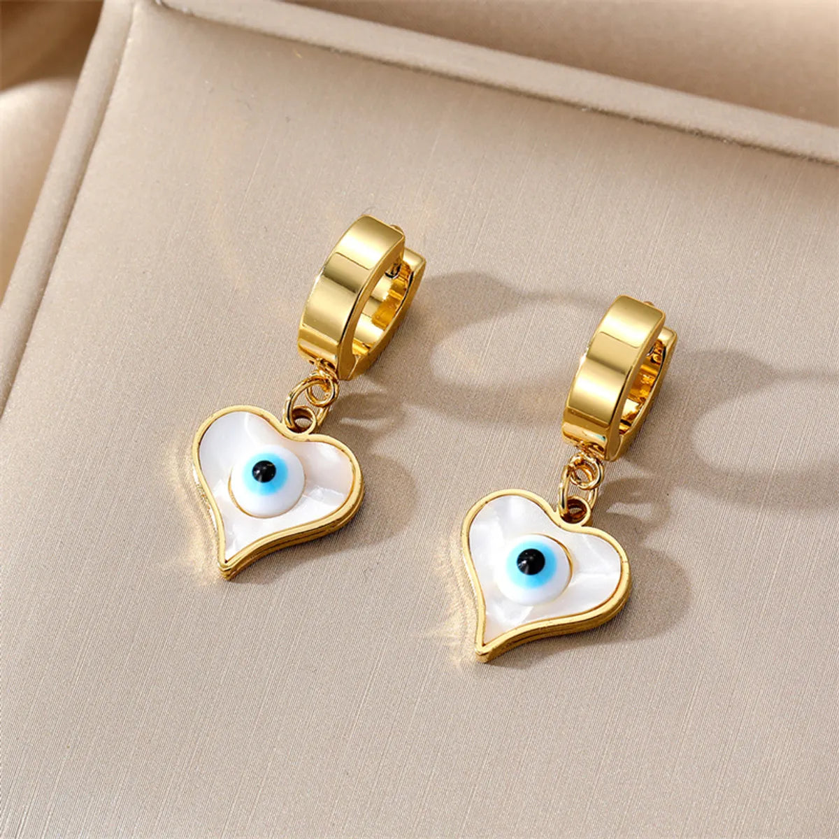 1 Pair Ethnic Style Palm Heart Shape Stainless Steel Enamel Inlay Resin Drop Earrings