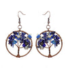 1 Pair Ethnic Style Pastoral Tree Hollow Out Natural Stone Copper Drop Earrings