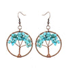 1 Pair Ethnic Style Pastoral Tree Hollow Out Natural Stone Copper Drop Earrings