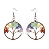 1 Pair Ethnic Style Pastoral Tree Hollow Out Natural Stone Copper Drop Earrings