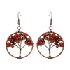 1 Pair Ethnic Style Pastoral Tree Hollow Out Natural Stone Copper Drop Earrings