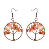 1 Pair Ethnic Style Pastoral Tree Hollow Out Natural Stone Copper Drop Earrings