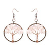 1 Pair Ethnic Style Pastoral Tree Hollow Out Natural Stone Copper Drop Earrings