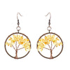 1 Pair Ethnic Style Pastoral Tree Hollow Out Natural Stone Copper Drop Earrings