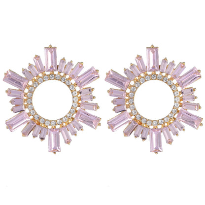 1 Pair Ethnic Style Round Artificial Crystal Drop Earrings