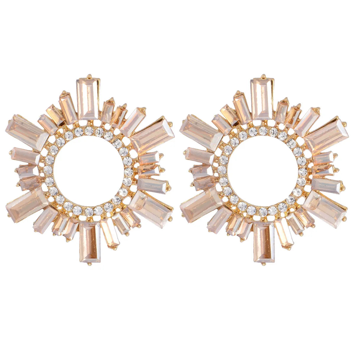 1 Pair Ethnic Style Round Artificial Crystal Drop Earrings