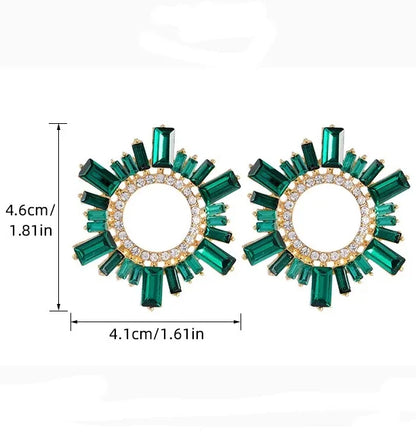 1 Pair Ethnic Style Round Artificial Crystal Drop Earrings