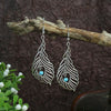 1 Pair Ethnic Style Round Inlay Alloy Turquoise Drop Earrings