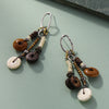 1 Pair Ethnic Style Round Patchwork Wood Iron Drop Earrings