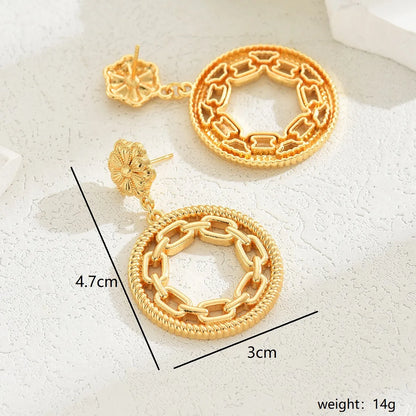 1 Pair Ethnic Style Shiny Star Heart Shape Flower Hollow Out Copper Zinc Alloy 18K Gold Plated Drop Earrings