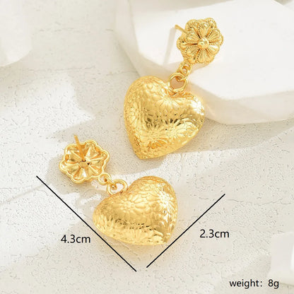 1 Pair Ethnic Style Shiny Star Heart Shape Flower Hollow Out Copper Zinc Alloy 18K Gold Plated Drop Earrings