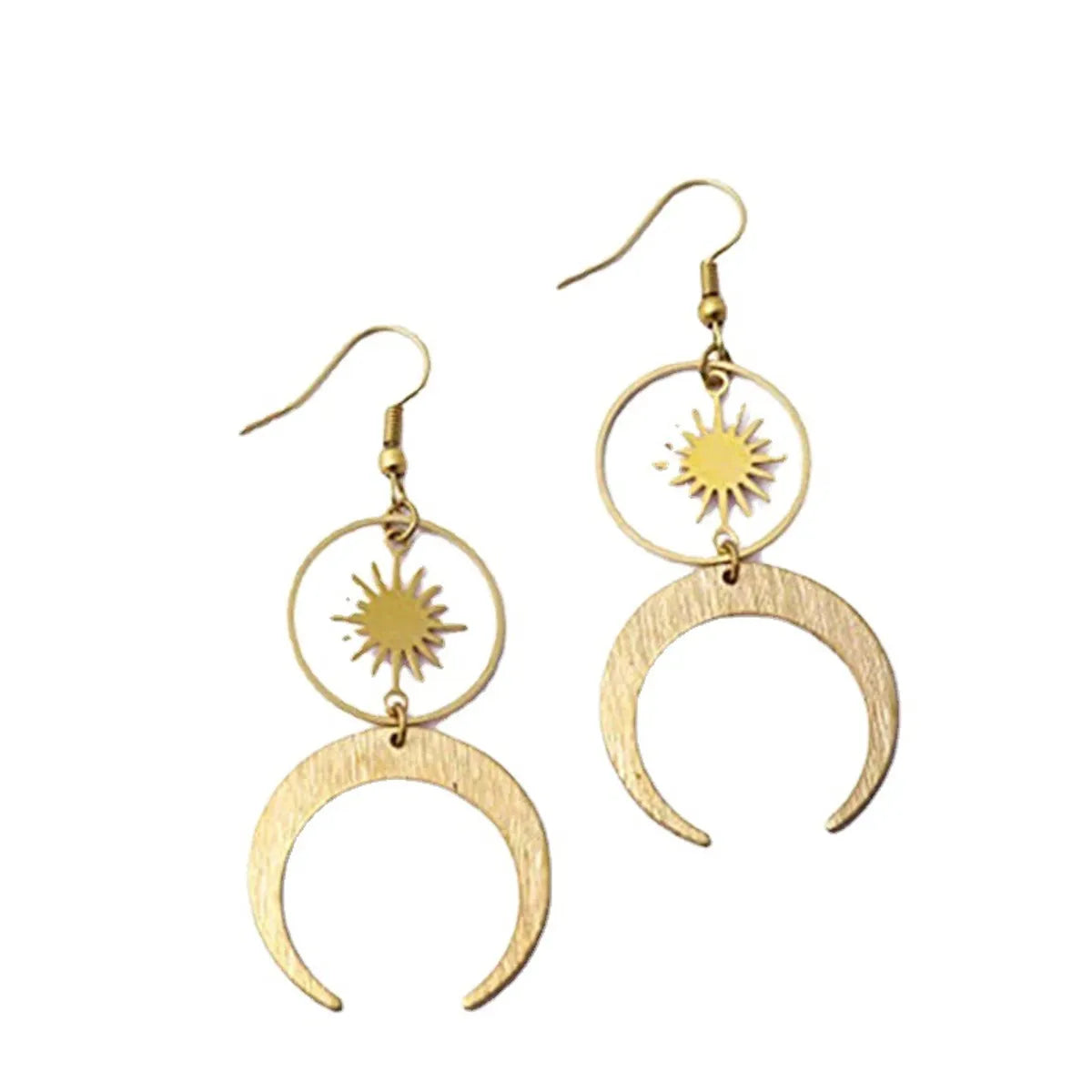 1 Pair Ethnic Style Simple Style Sun Moon Plating Metal Drop Earrings