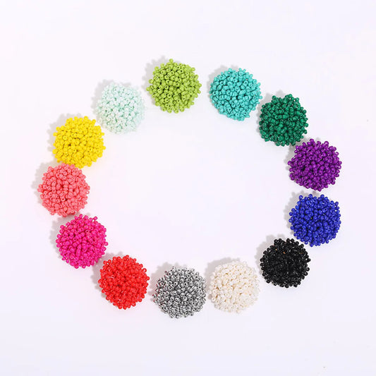 1 Pair Ethnic Style Solid Color Alloy Seed Bead Beaded Women'S Ear Studs