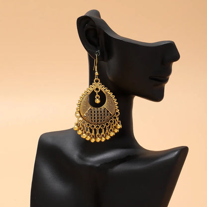 1 Pair Ethnic Style Solid Color Water Drop Hollow Out Alloy Drop Earrings