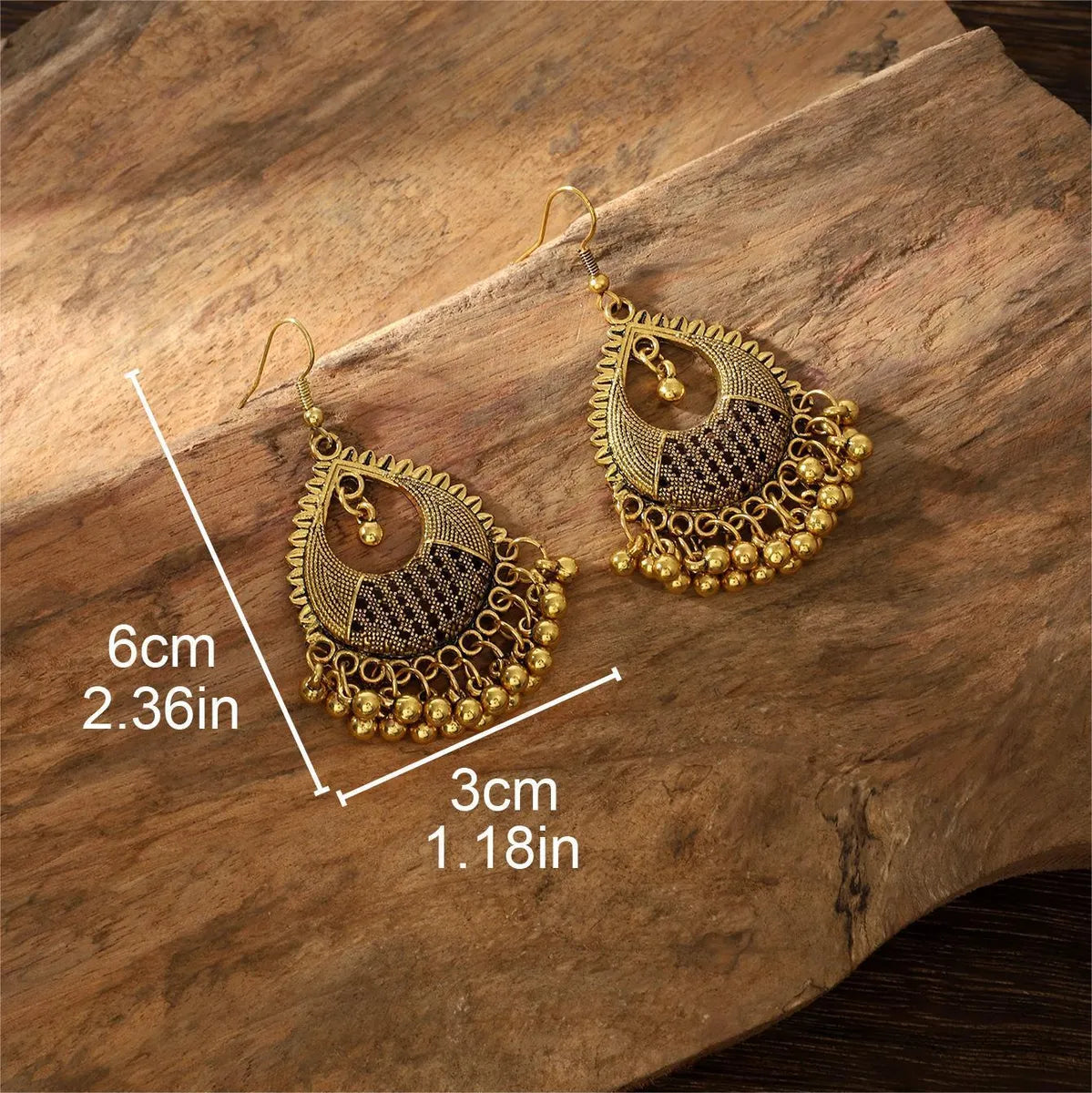 1 Pair Ethnic Style Solid Color Water Drop Hollow Out Alloy Drop Earrings