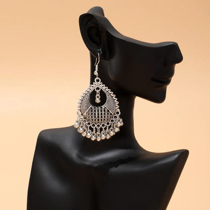 1 Pair Ethnic Style Solid Color Water Drop Hollow Out Alloy Drop Earrings