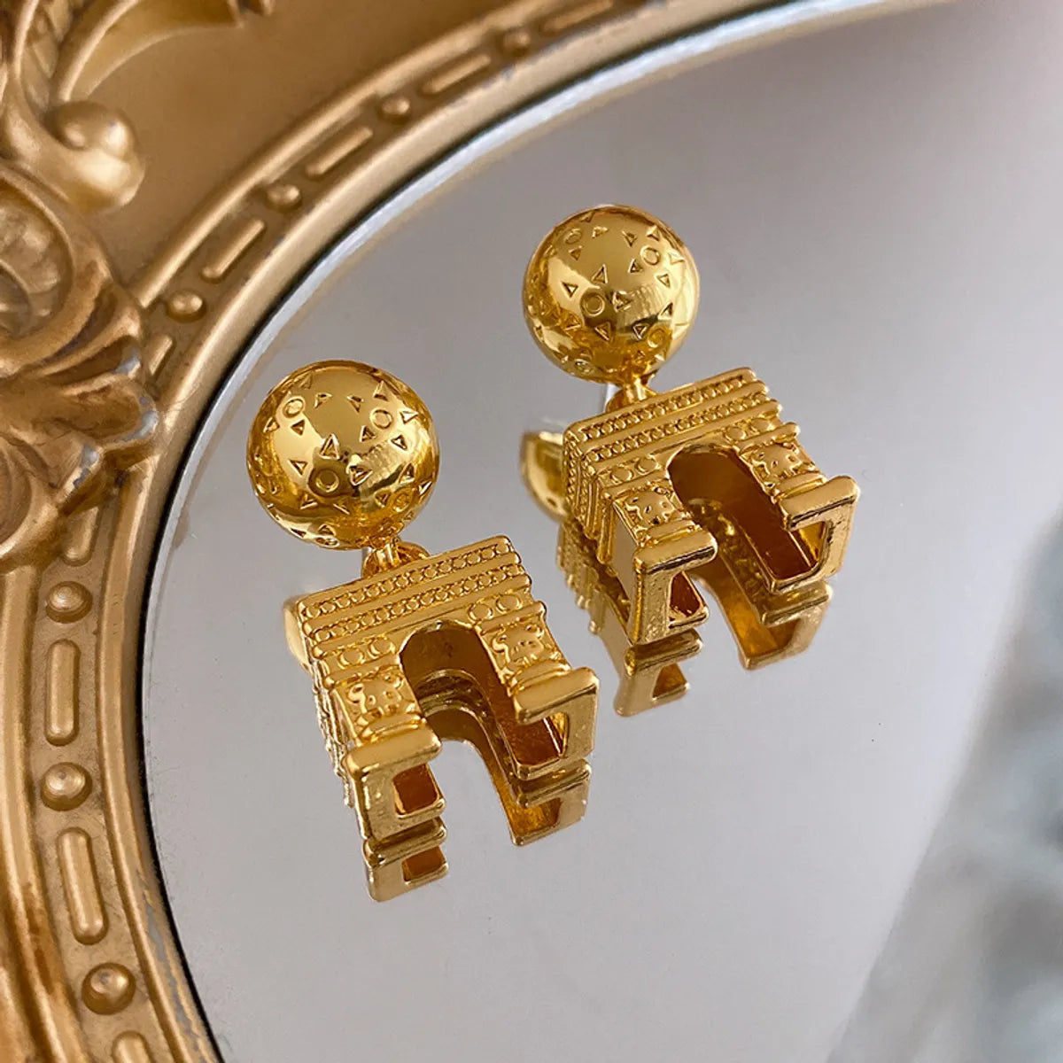 1 Pair Ethnic Style Streetwear Geometric Plating Alloy Drop Earrings Ear Studs