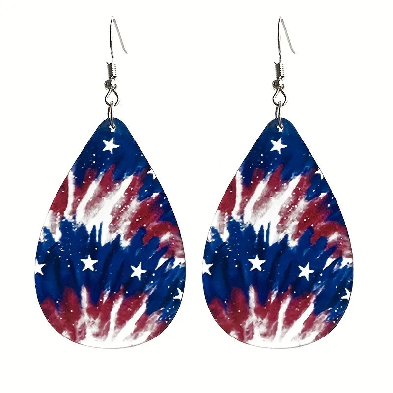 1 Pair Ethnic Style Streetwear National Flag American Flag Arylic Drop Earrings