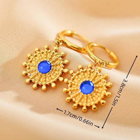 1 Pair Ethnic Style Streetwear Water Droplets Patchwork Plating Inlay Stainless Steel Zircon Gold Plated Drop Earrings